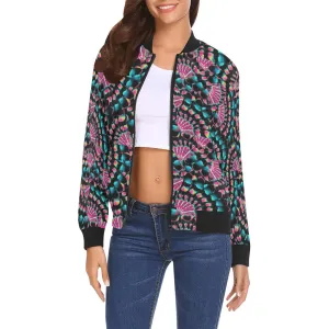 Hawk Feathers Heat Map Bomber Jacket for Women