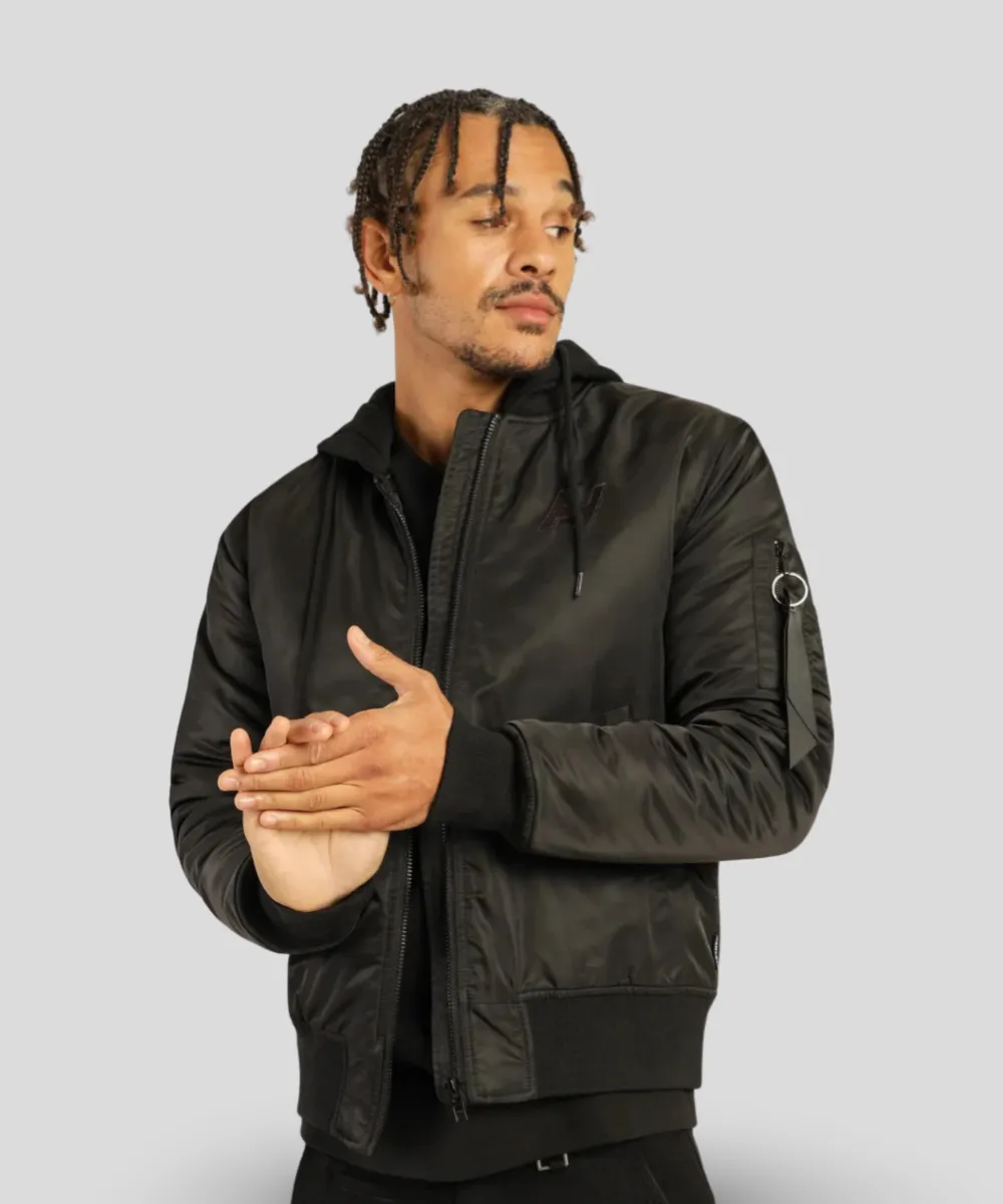 Henleys Overdrive Hooded Bomber Jacket (Black)