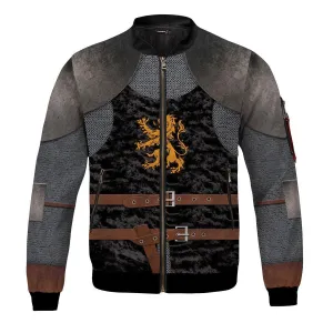 Heraldic Knight Black Bomber Jacket