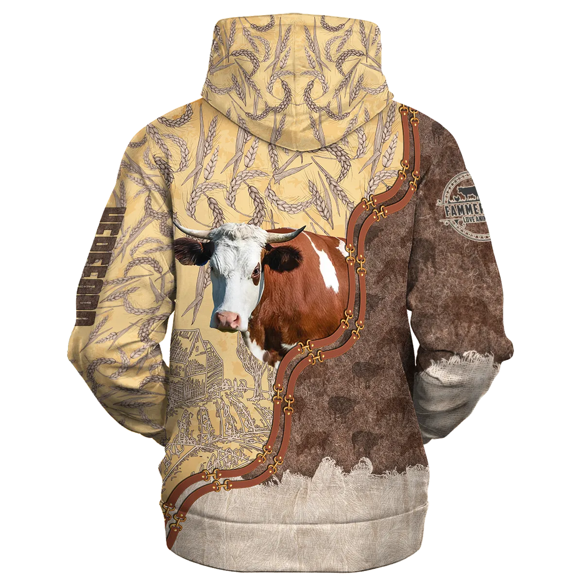 Hereford Lovers In Barley Pattern Hoodie