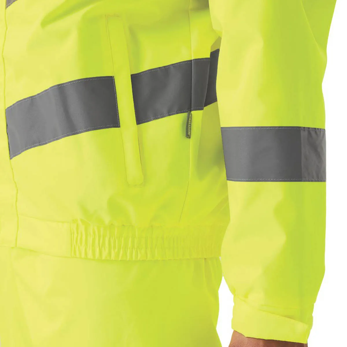 Hi-Vis Jacket Yellow Reflective Waterproof Pockets Zipped Large 41.5" Chest