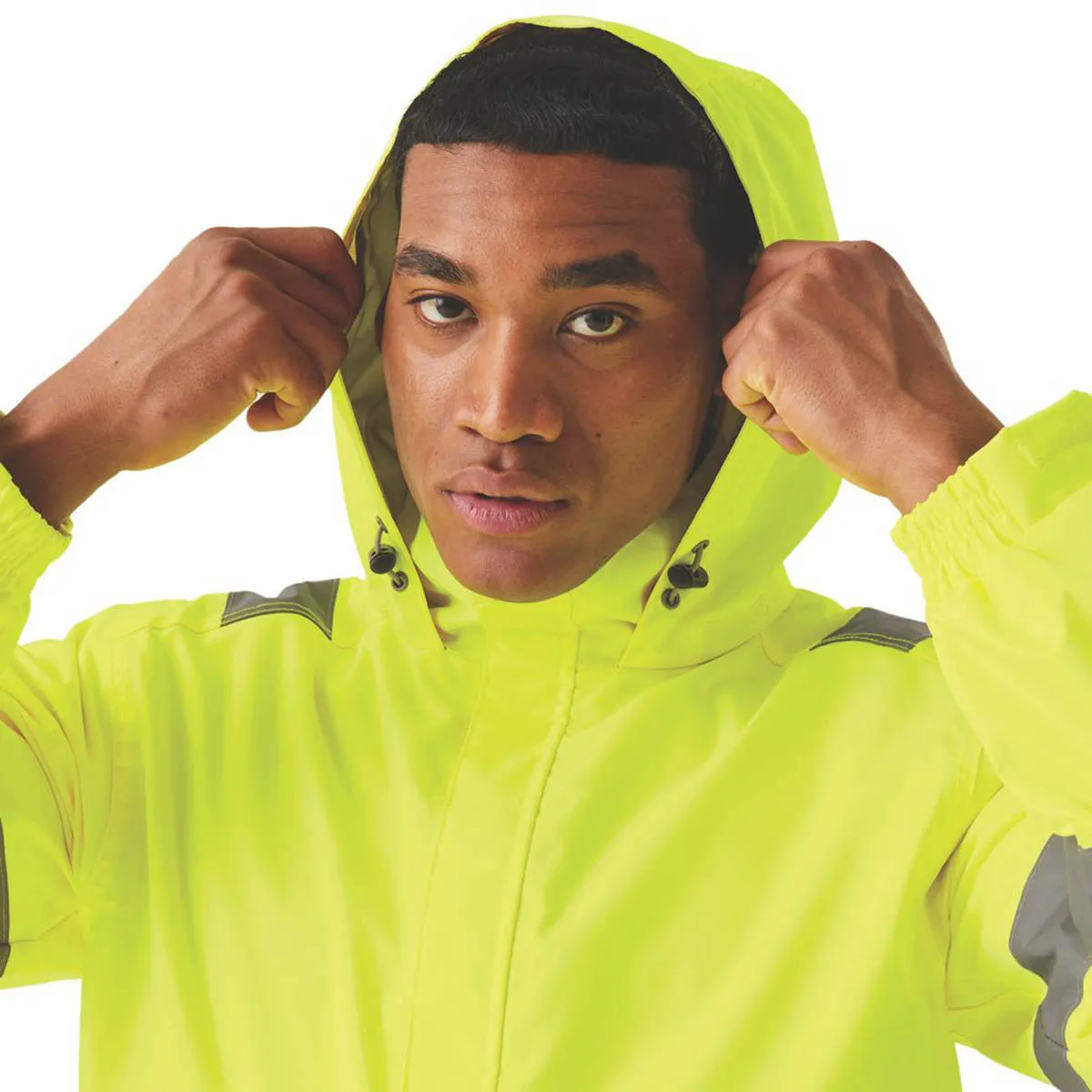 Hi-Vis Jacket Yellow Reflective Waterproof Pockets Zipped Large 41.5" Chest