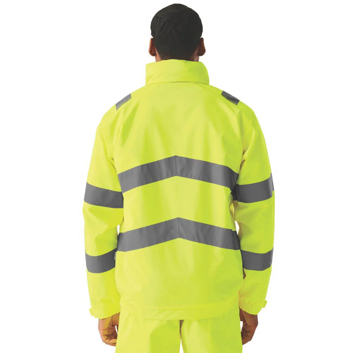 Hi-Vis Jacket Yellow Reflective Waterproof Pockets Zipped Large 41.5" Chest