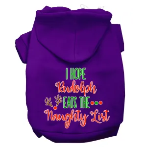 Hope Rudolph Eats Naughty List Screen Print Dog Hoodie Purple Xxxl