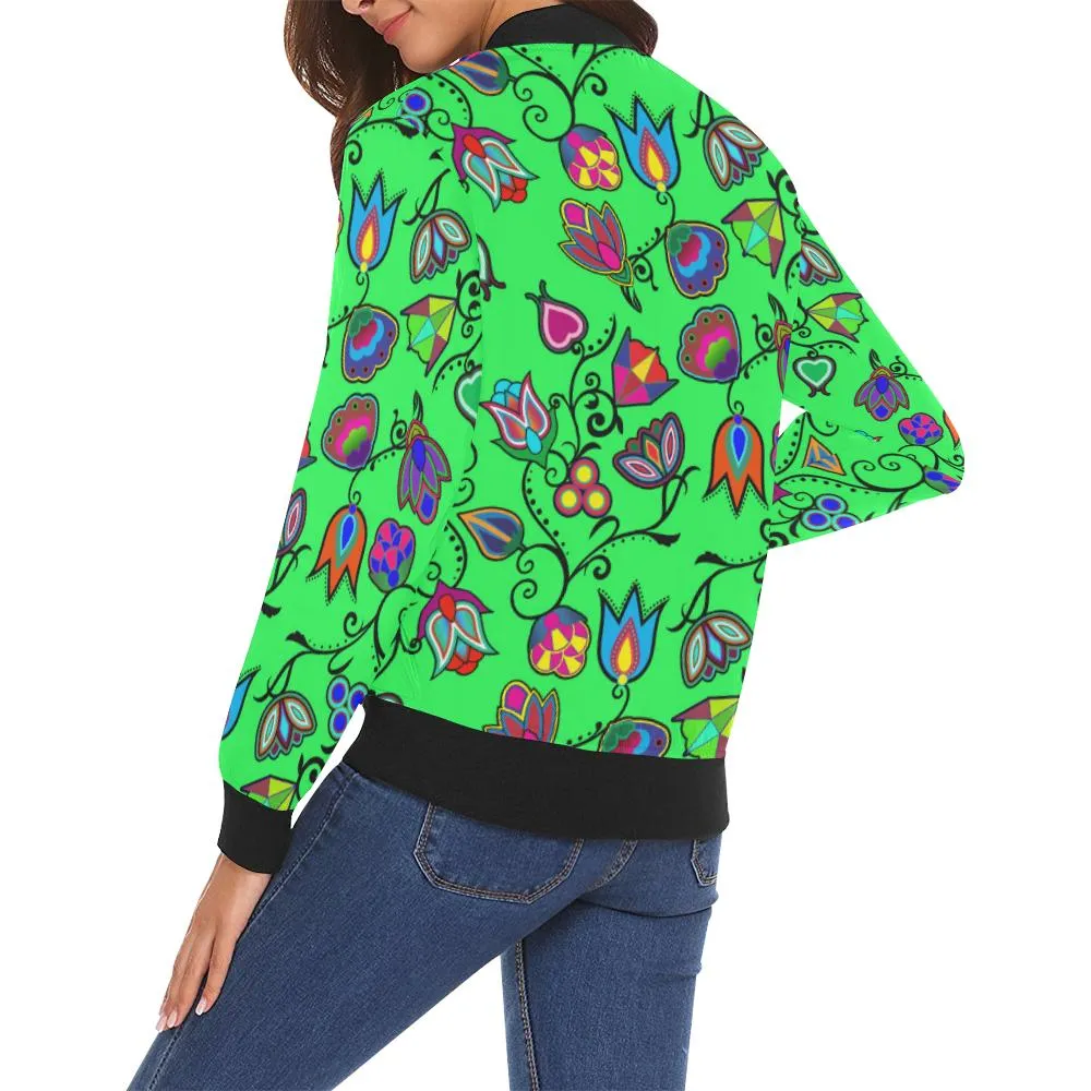 Indigenous Paisley - Green Bomber Jacket for Women