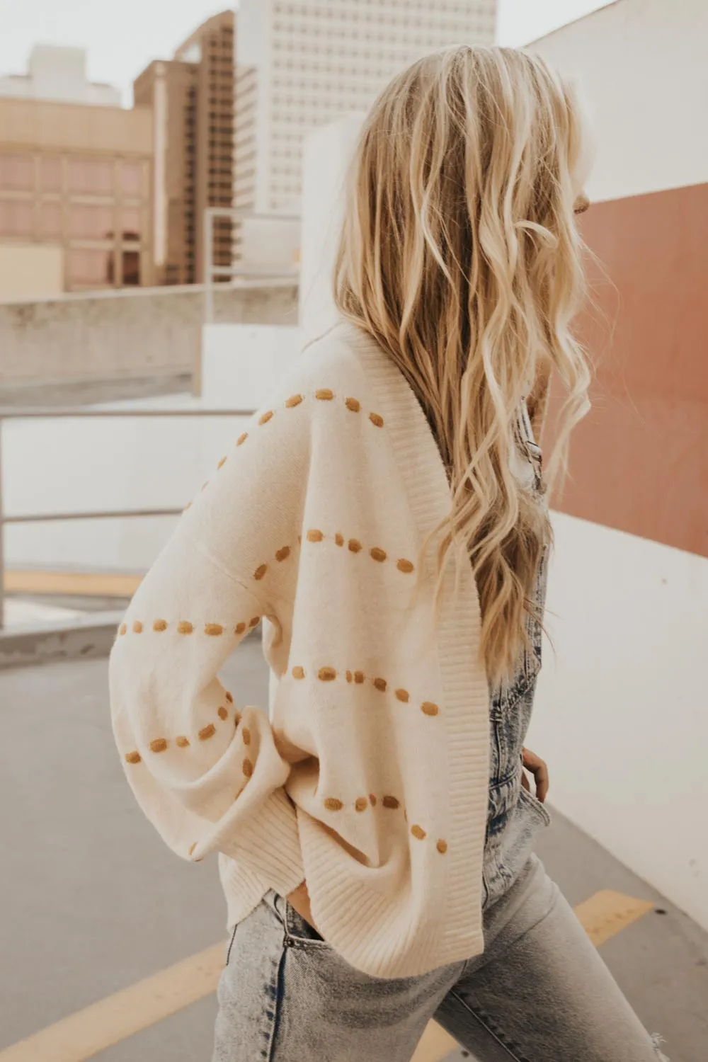 Ivie Balloon Sleeve Cardigan in Oatmeal