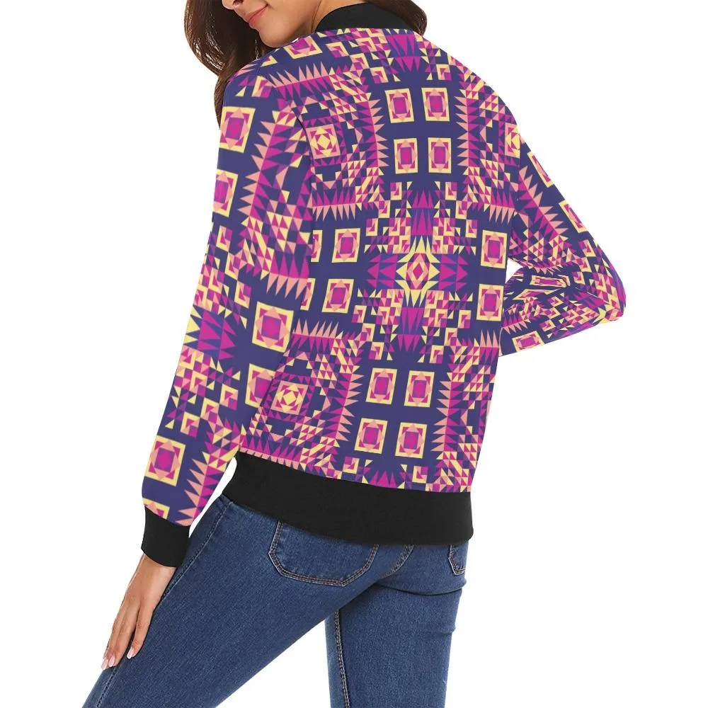 Kaleidoscope Bleu Bomber Jacket for Women