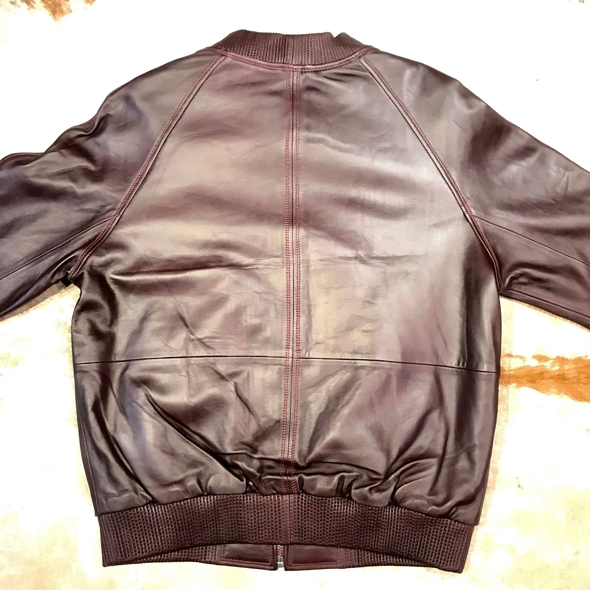 Kashani Burgundy Naked Lambskin Bomber Jacket