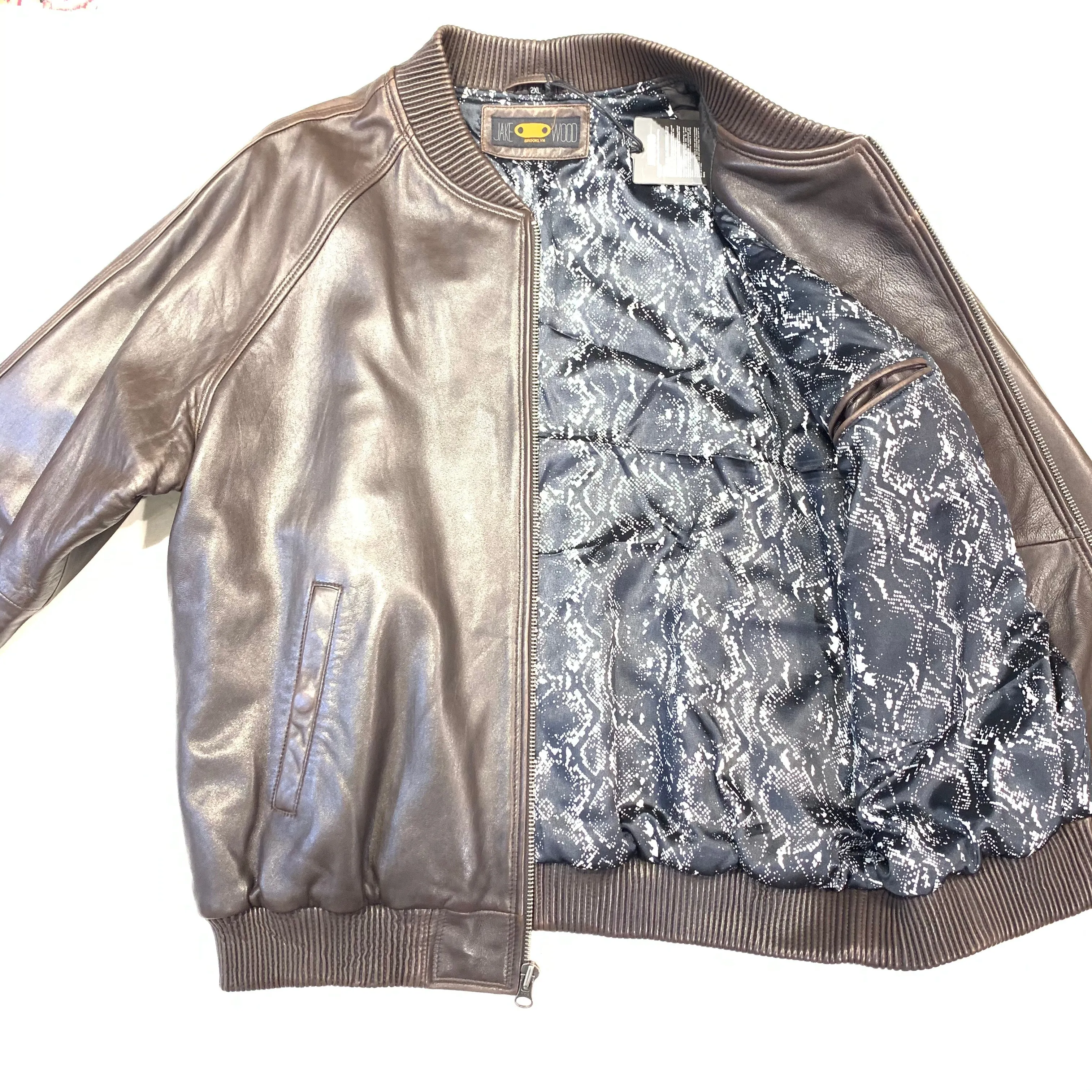 Kashani Chocolate Brown Naked Lambskin Bomber Jacket