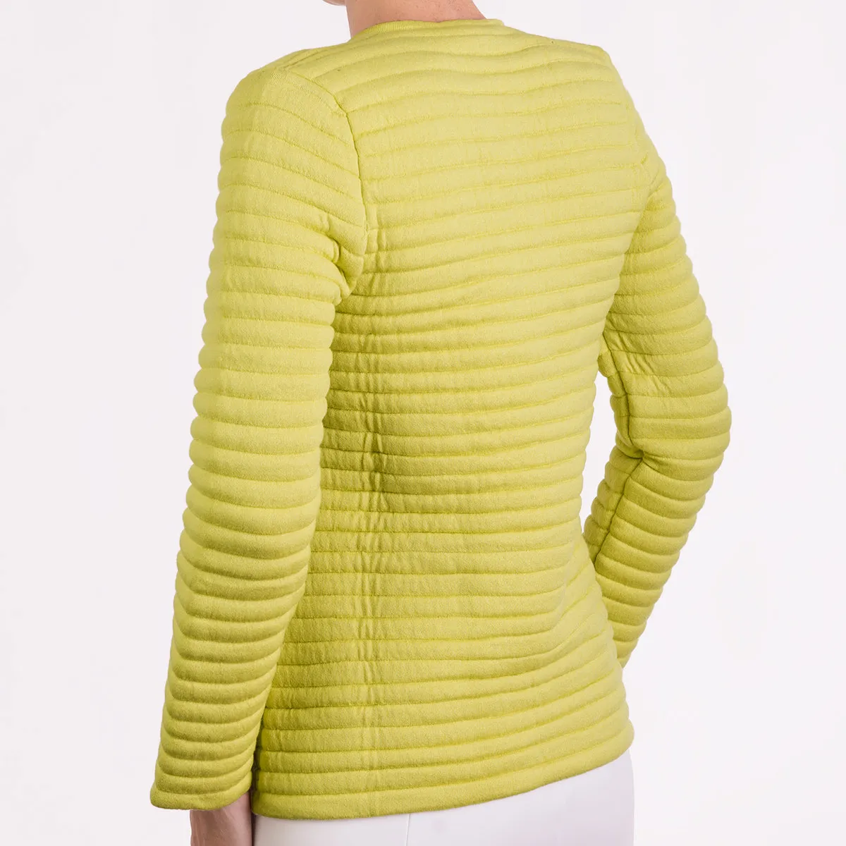 Knitted Zip Bomber Jacket in Chartreuse Yellow