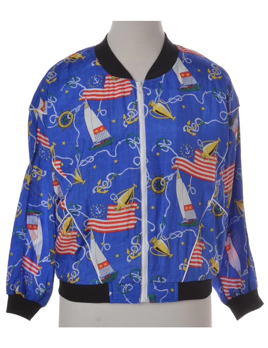 Label Nautical Print Bomber Jacket