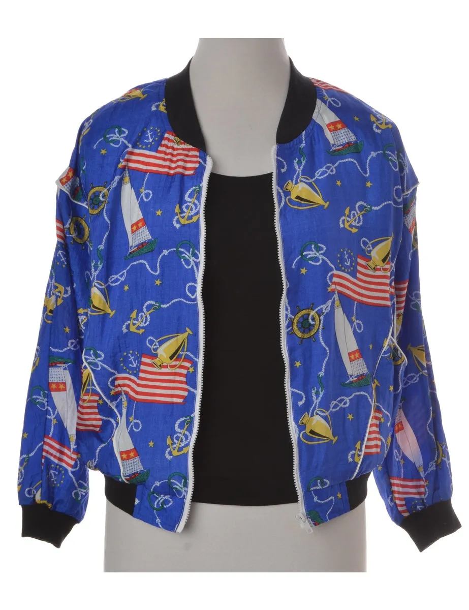 Label Nautical Print Bomber Jacket