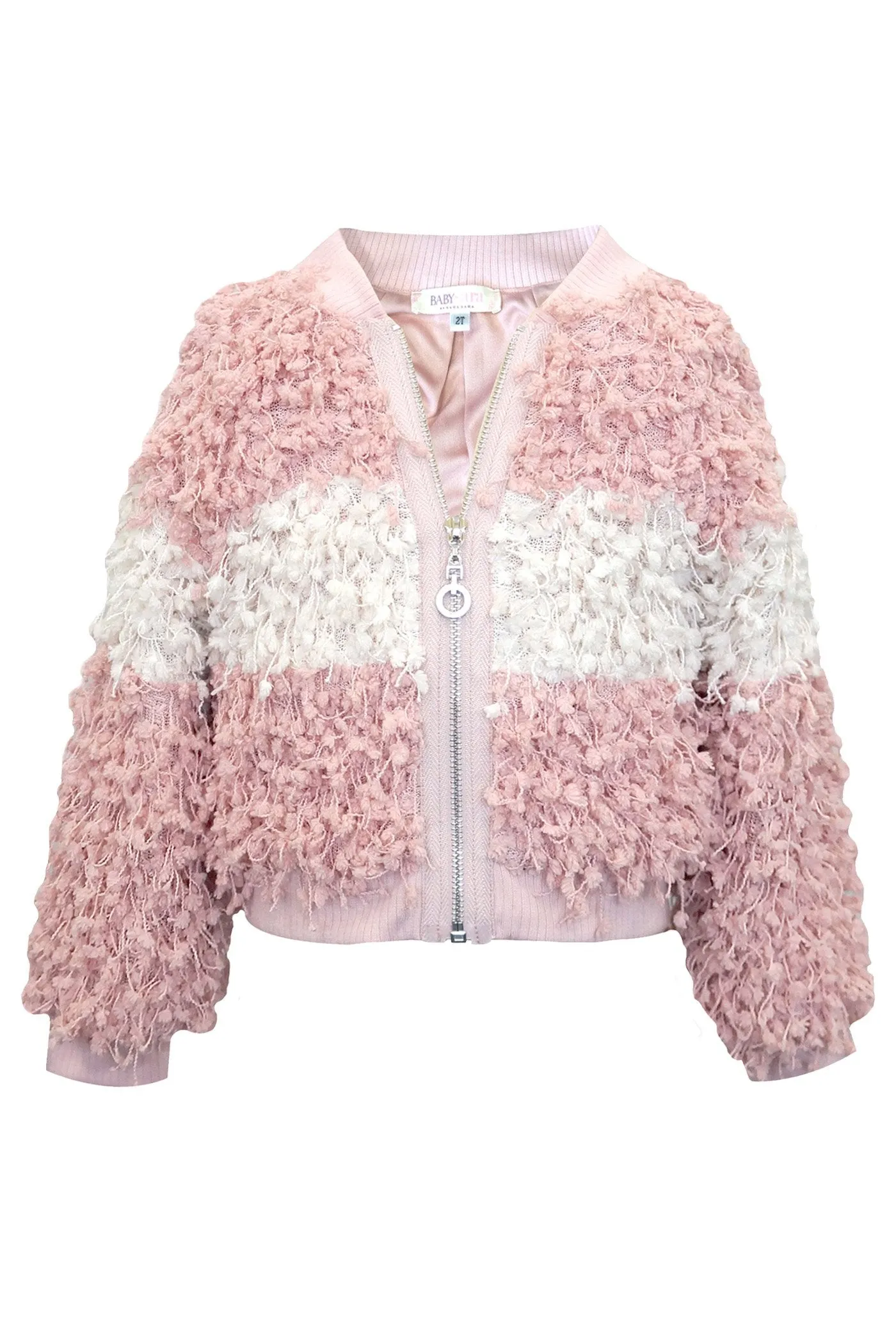 Little Girls Color Block Fur Bomber Jacket