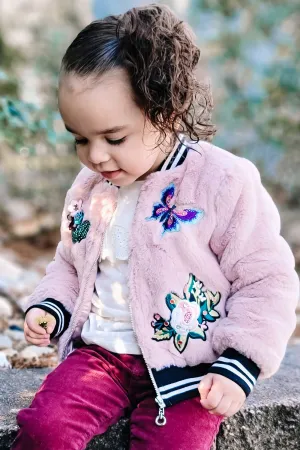 Little Girls Faux Fur Bomber Jacket