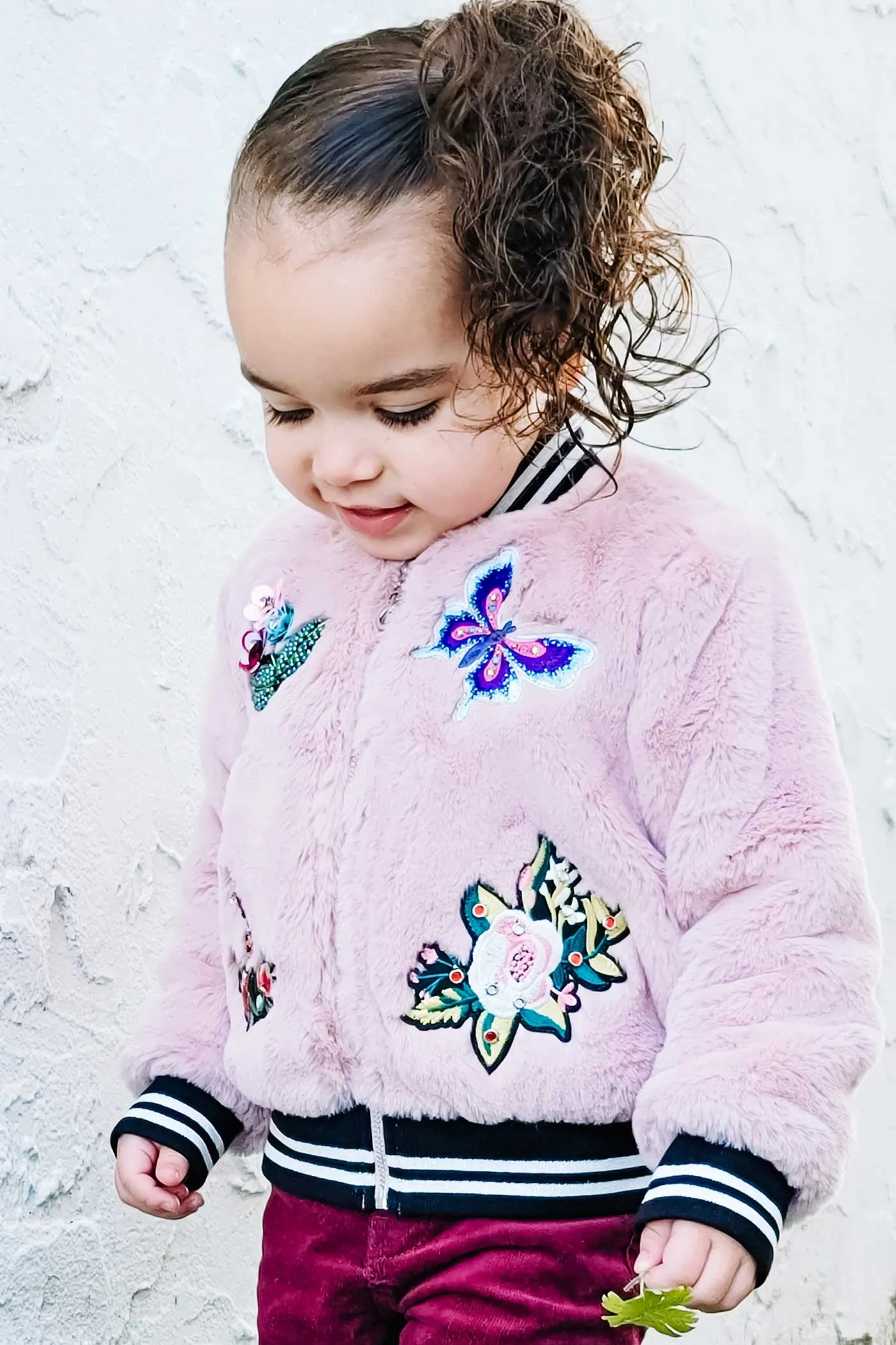 Little Girls Faux Fur Bomber Jacket