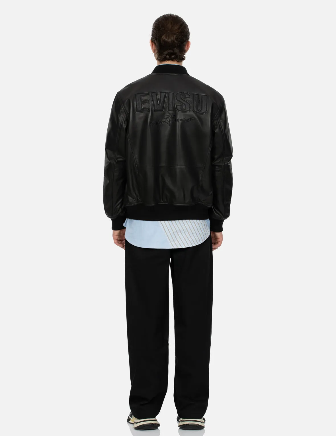 Logo Appliquéd Leather Bomber Jacket