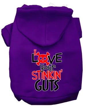 Love Your Stinkin Guts Screen Print Dog Hoodie Purple Xxl