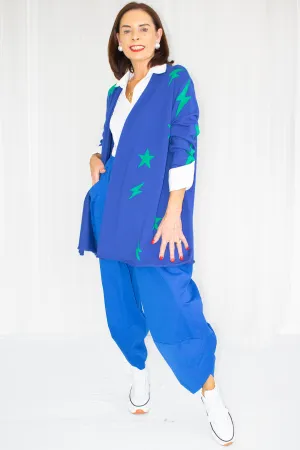 Luna Long Sleeve Star Cardigan in Royal Blue