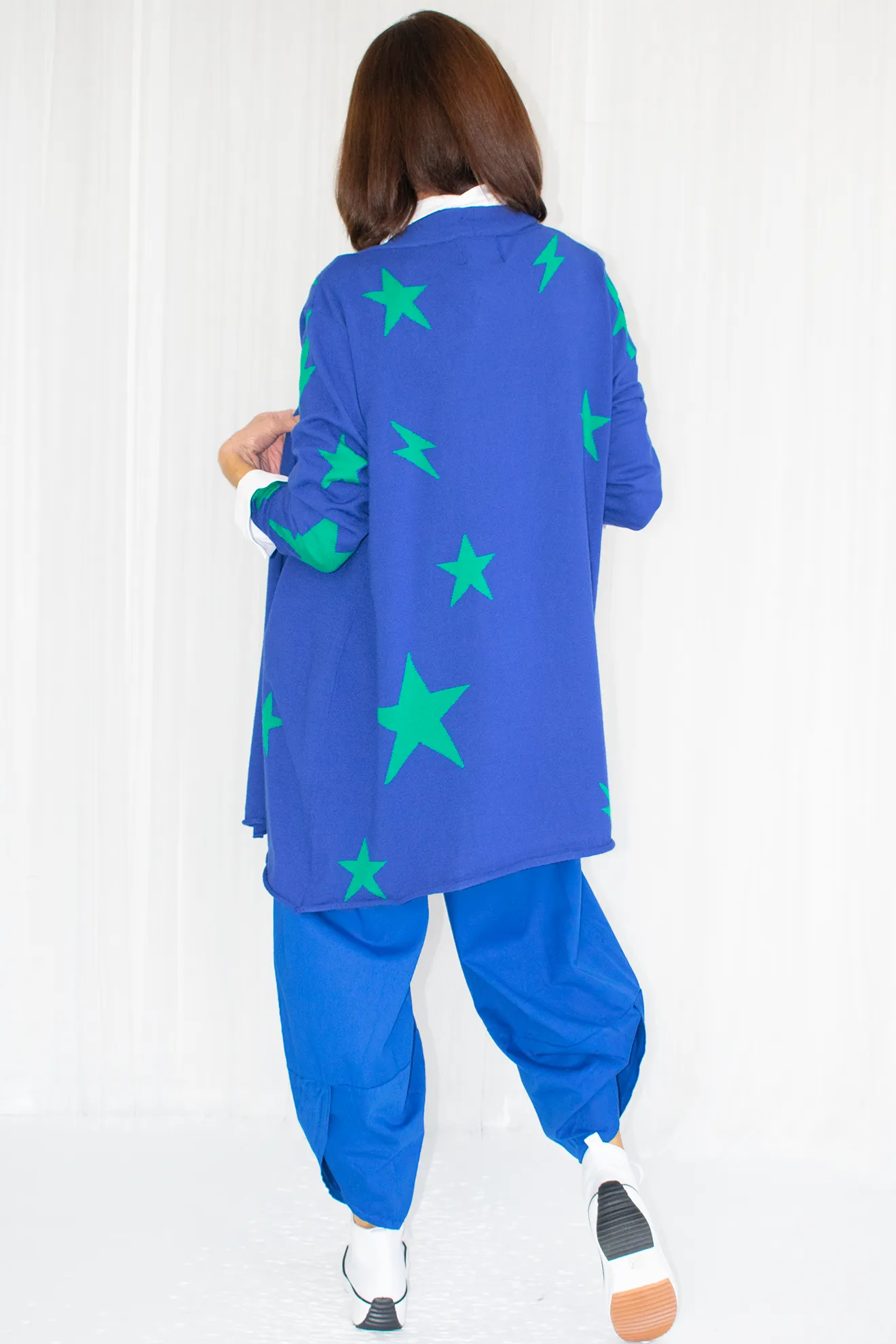 Luna Long Sleeve Star Cardigan in Royal Blue