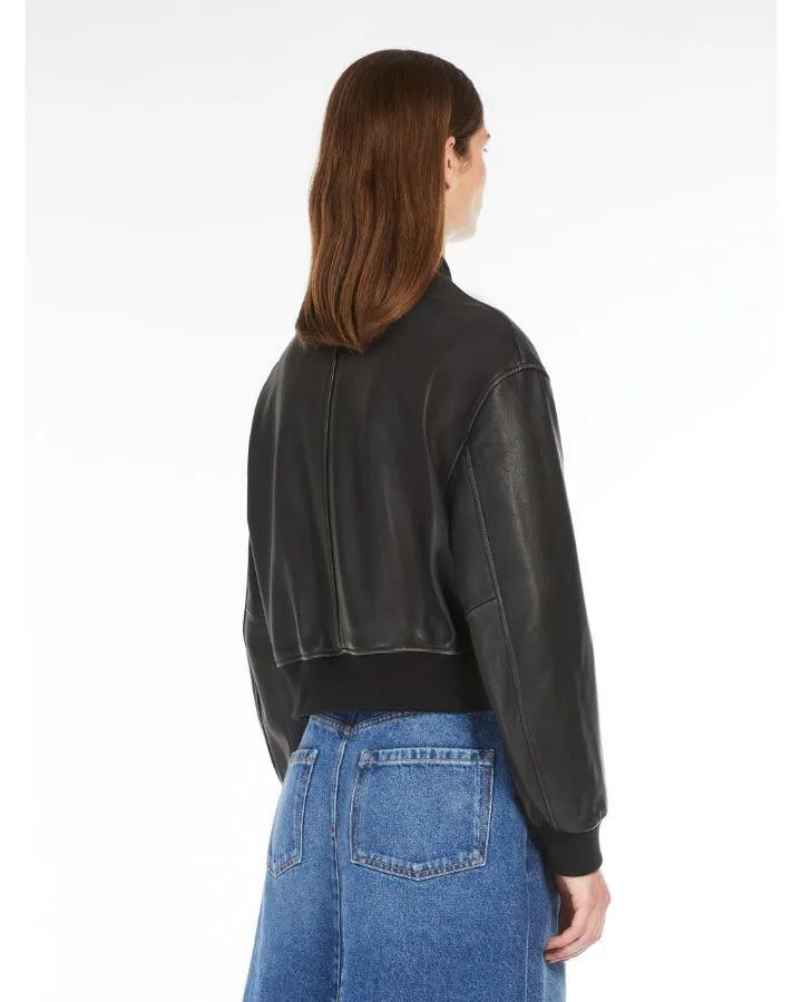 Max Mara Weekend Hiltex Leather Bomber Jacket