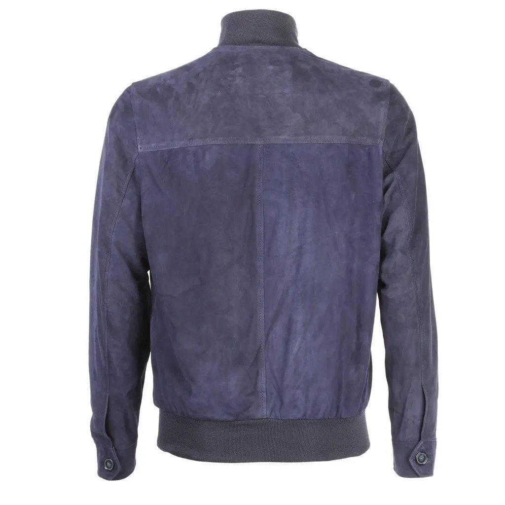 MCKINNON & CO Suede Leather Bomber Jacket NAVY REG