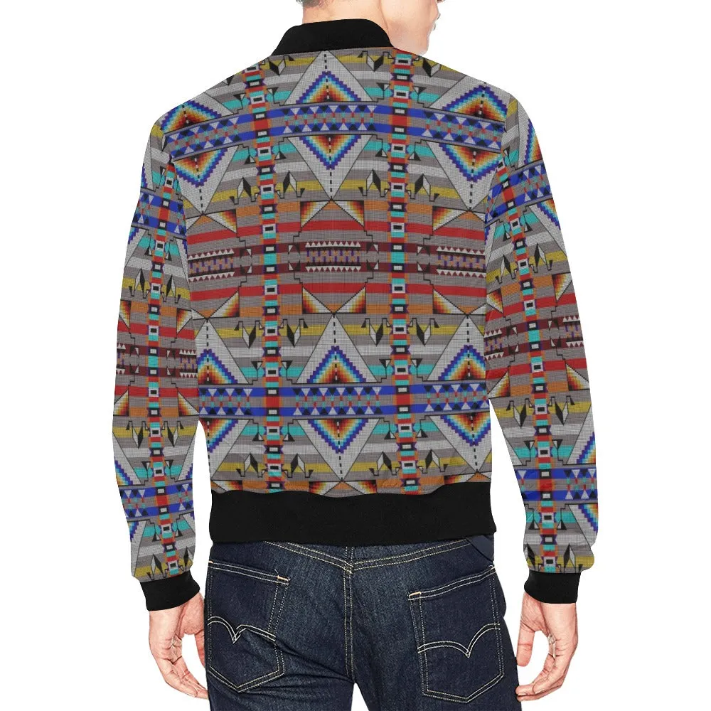 Medicine Blessing Grey All Over Print Bomber Jacket for Men