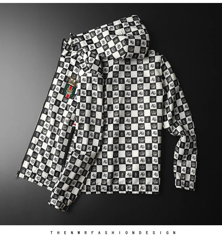 Men's Bomber Jacket Jogging Hooded Coat Streetwear Slim Casual Thin Jacket | D208-JK83001