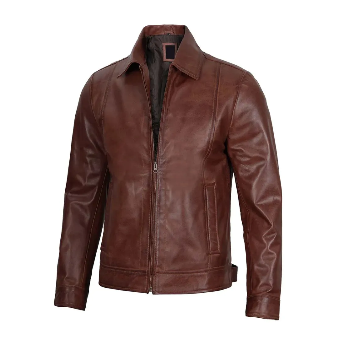 Men's Brown Real Leather Biker Jacket