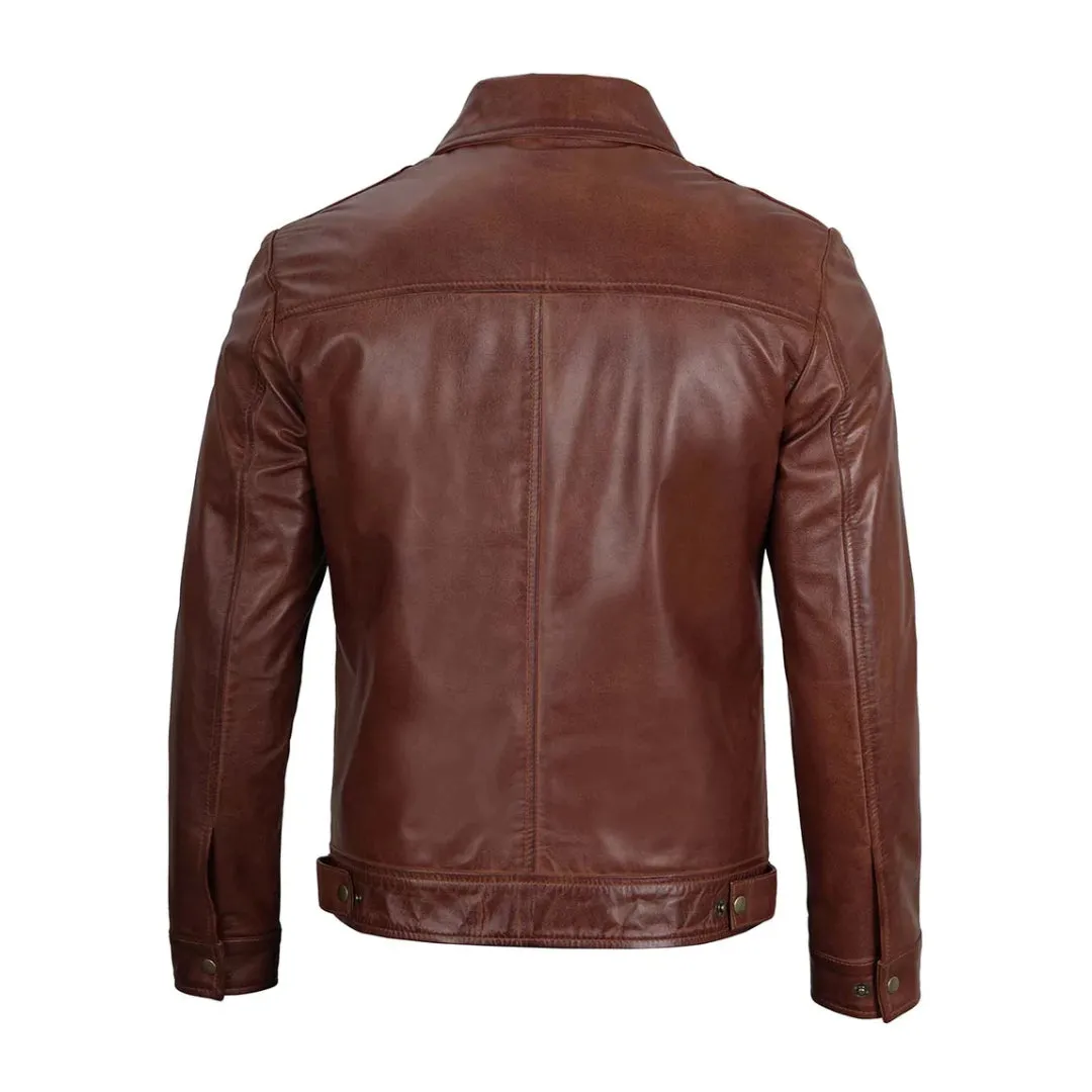 Men's Brown Real Leather Biker Jacket