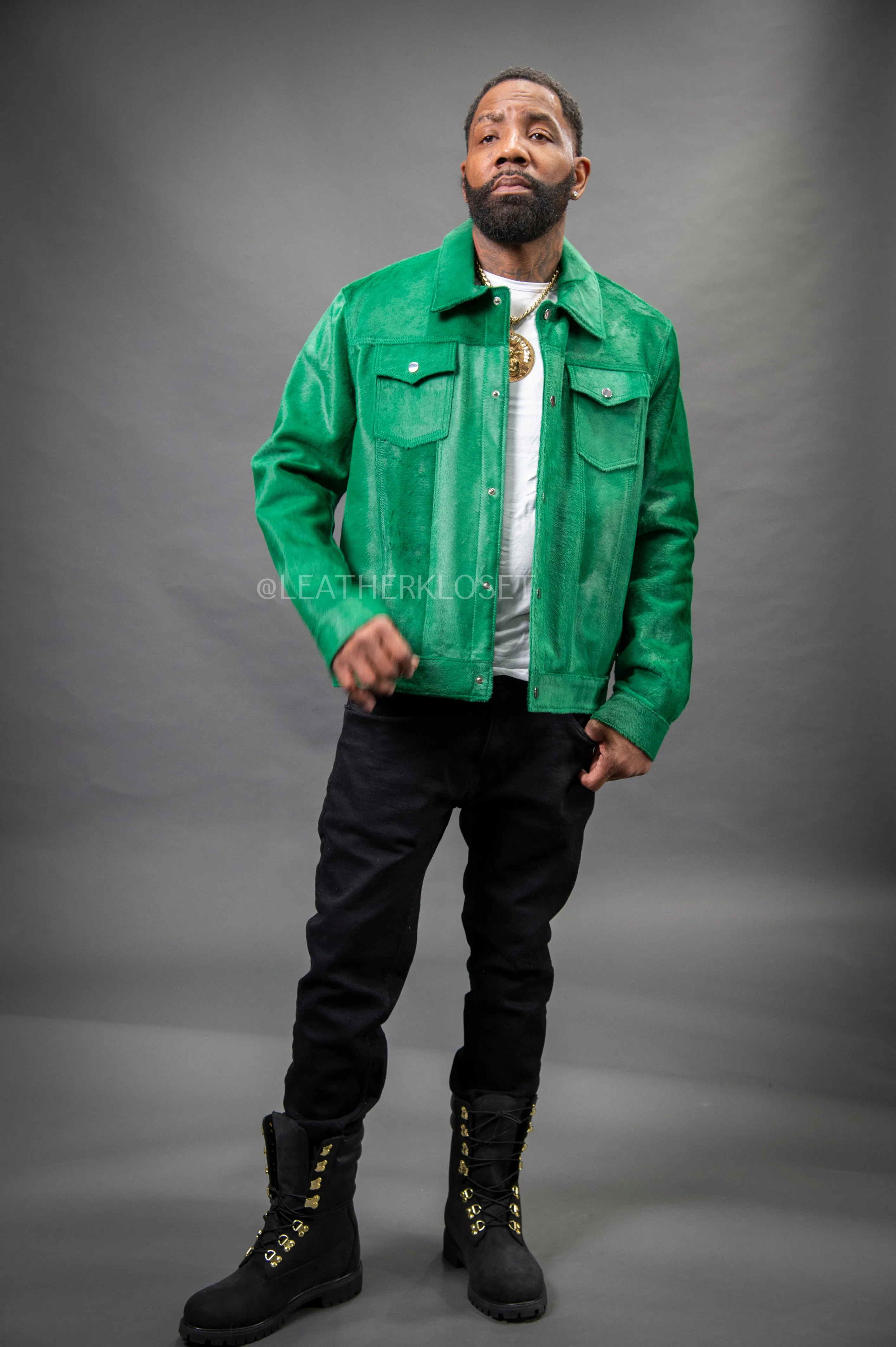 Men's Dylan Pony Jean Jacket [Green]