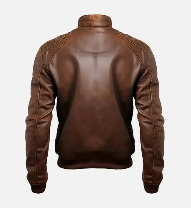 Men's Jordan Brown Leather Bomber Jacket