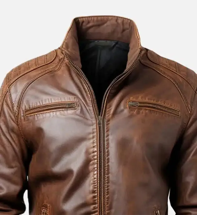 Men's Jordan Brown Leather Bomber Jacket