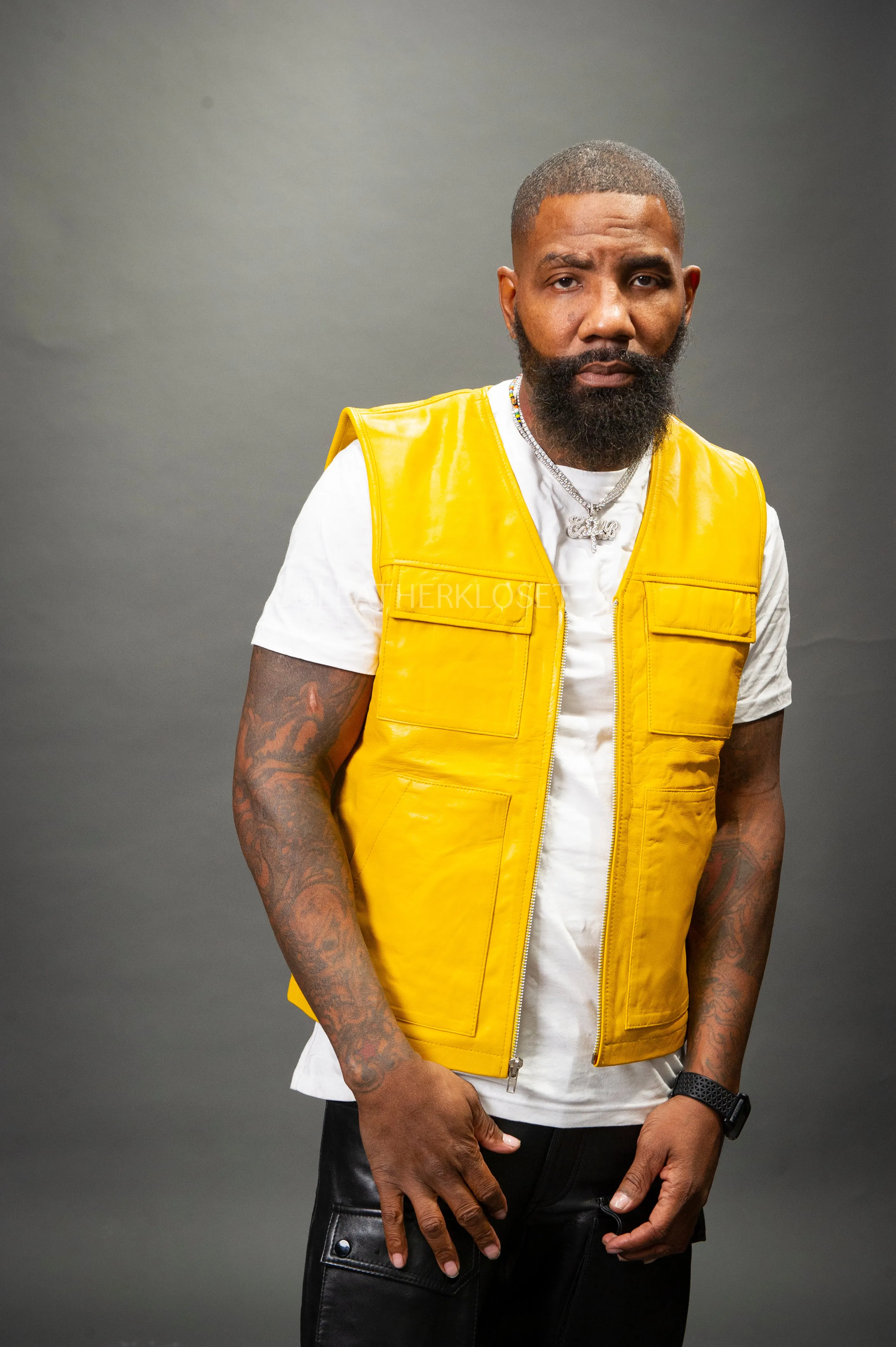 Men's Leather Brooklyn Vest [Yellow]