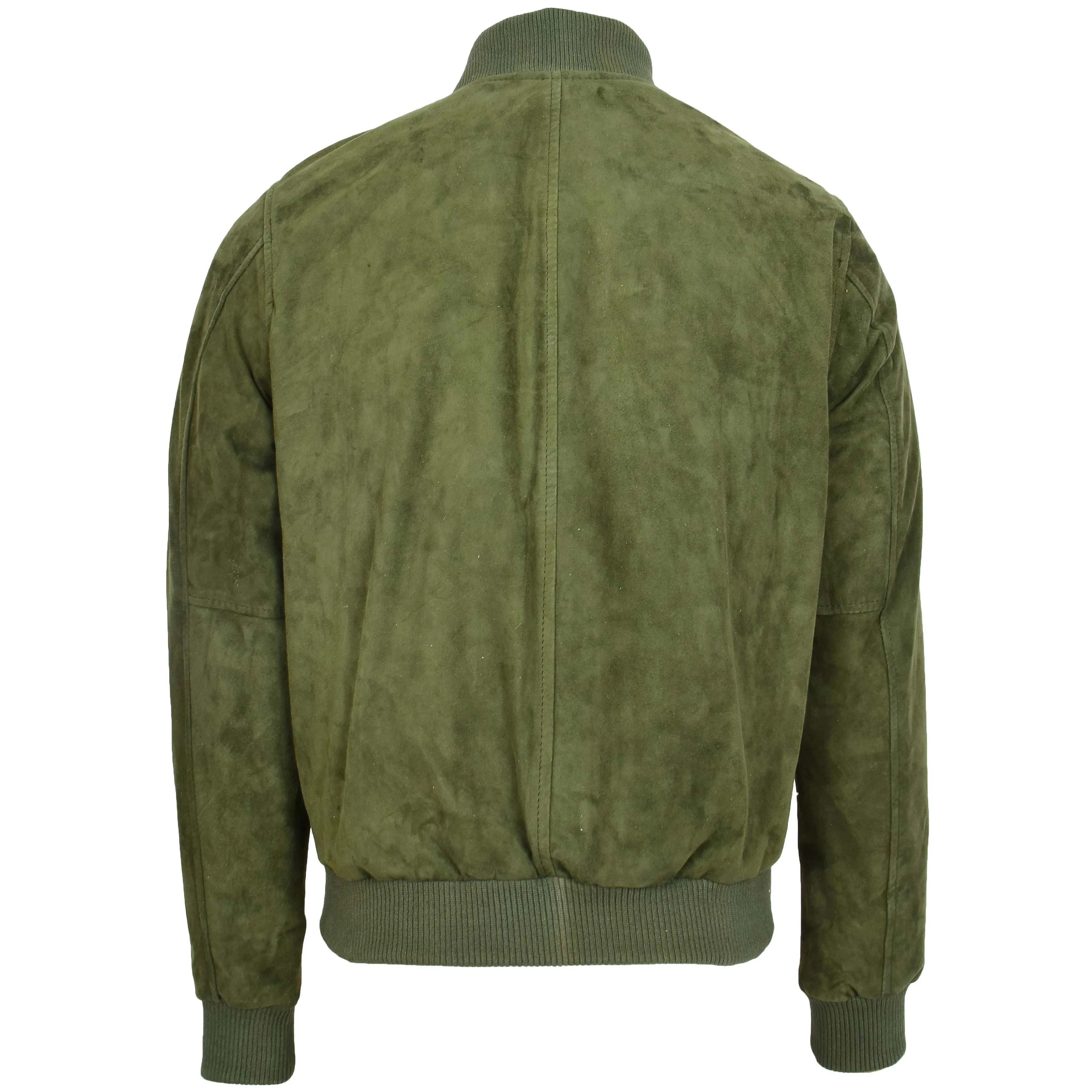 Mens Suede MA-1 Bomber Jacket Trevor Green