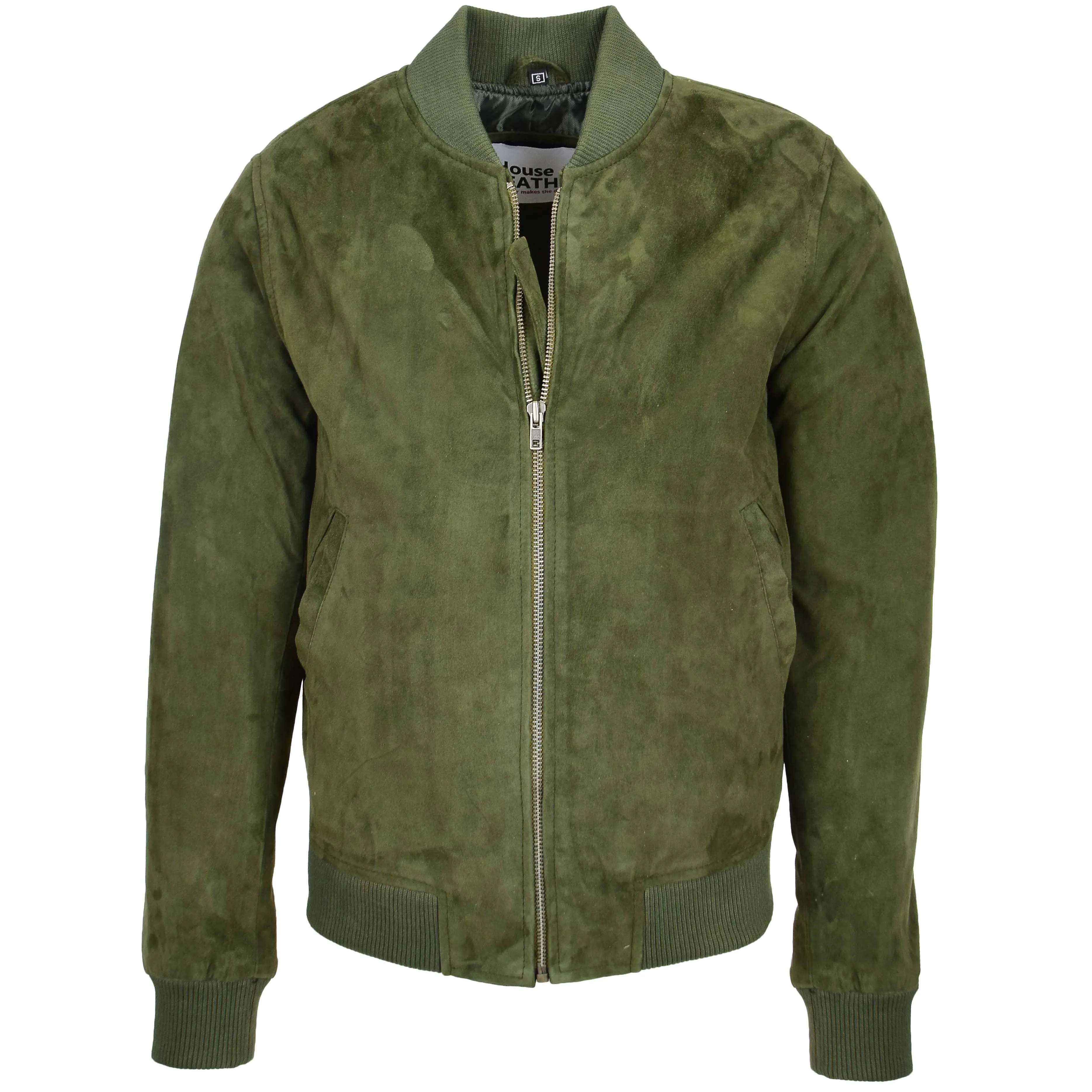 Mens Suede MA-1 Bomber Jacket Trevor Green