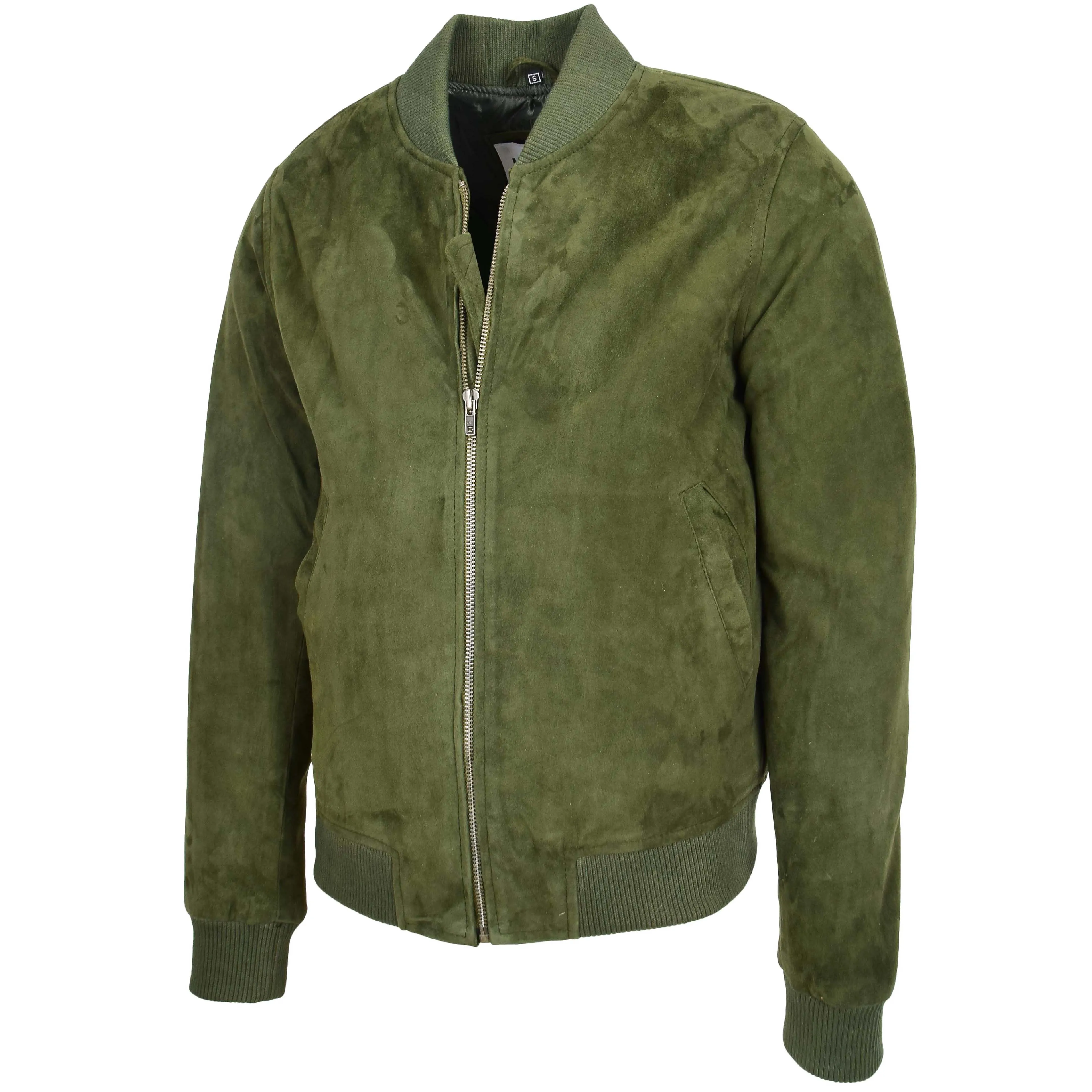 Mens Suede MA-1 Bomber Jacket Trevor Green