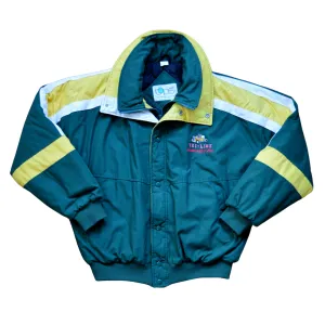 Men's Tri-line Exspressways Green and Yellow Winter Bomber Coat | Large