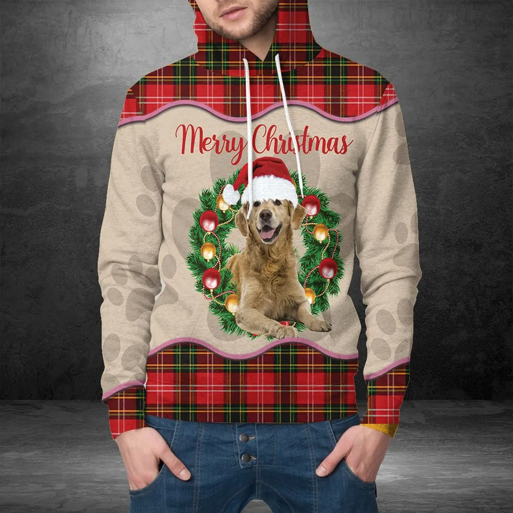 Merry Christmas Golden Retriever All Over Print 3D Hoodie For Men And Women, Best Gift For Dog lovers, Best Outfit Christmas