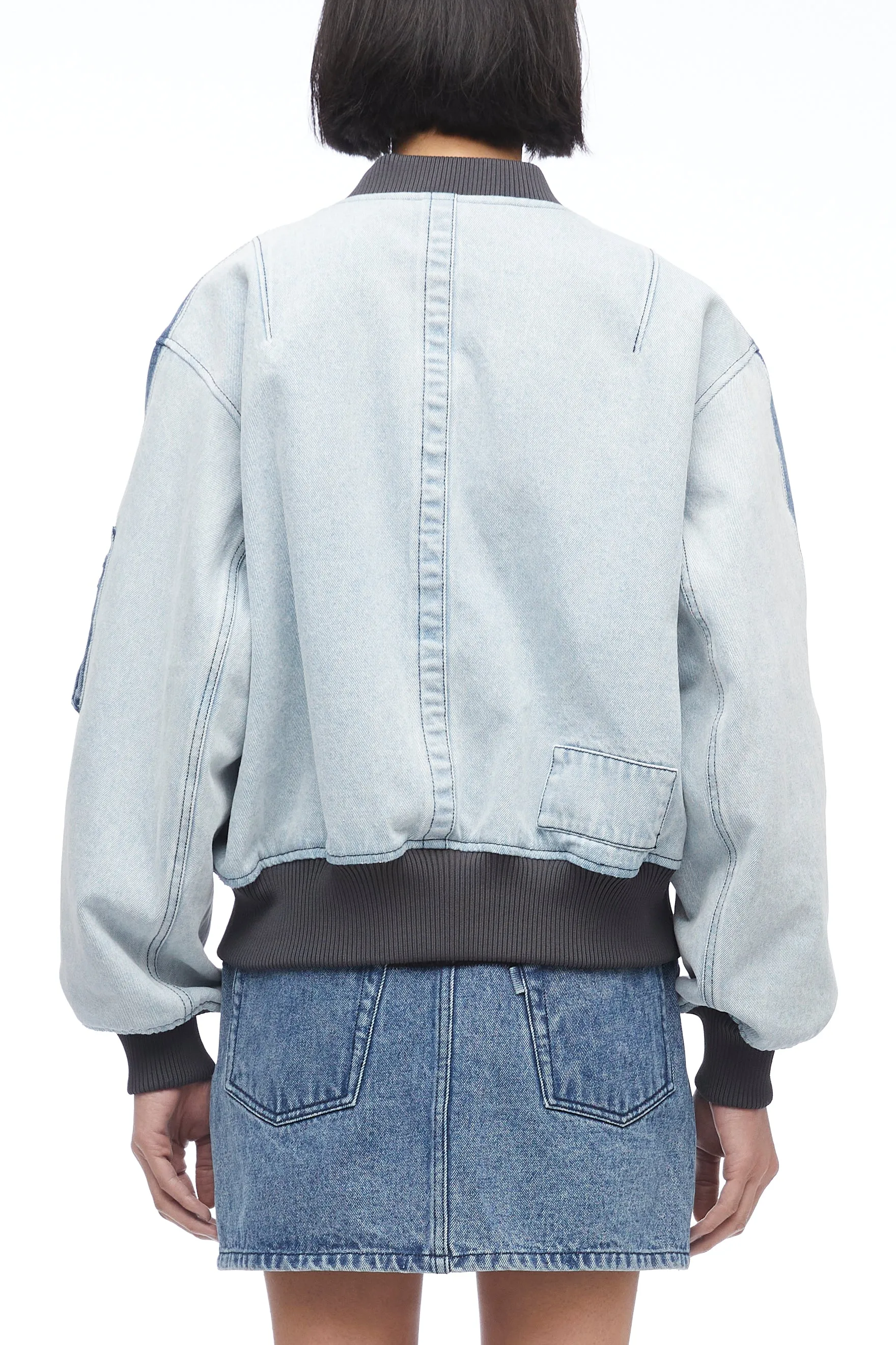 Multi-Toned Denim Reversible Bomber Jacket