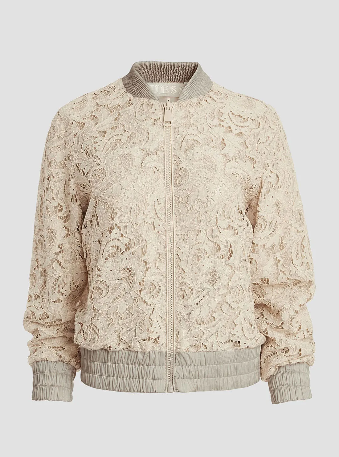 Muted Stone Aisha Lace Bomber Jacket