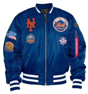 NEW YORK METS 2X WORLD CHAMPIONS ALPHA INDUSTRIES M-1 REVERSIBLE FLIGHT JACKET