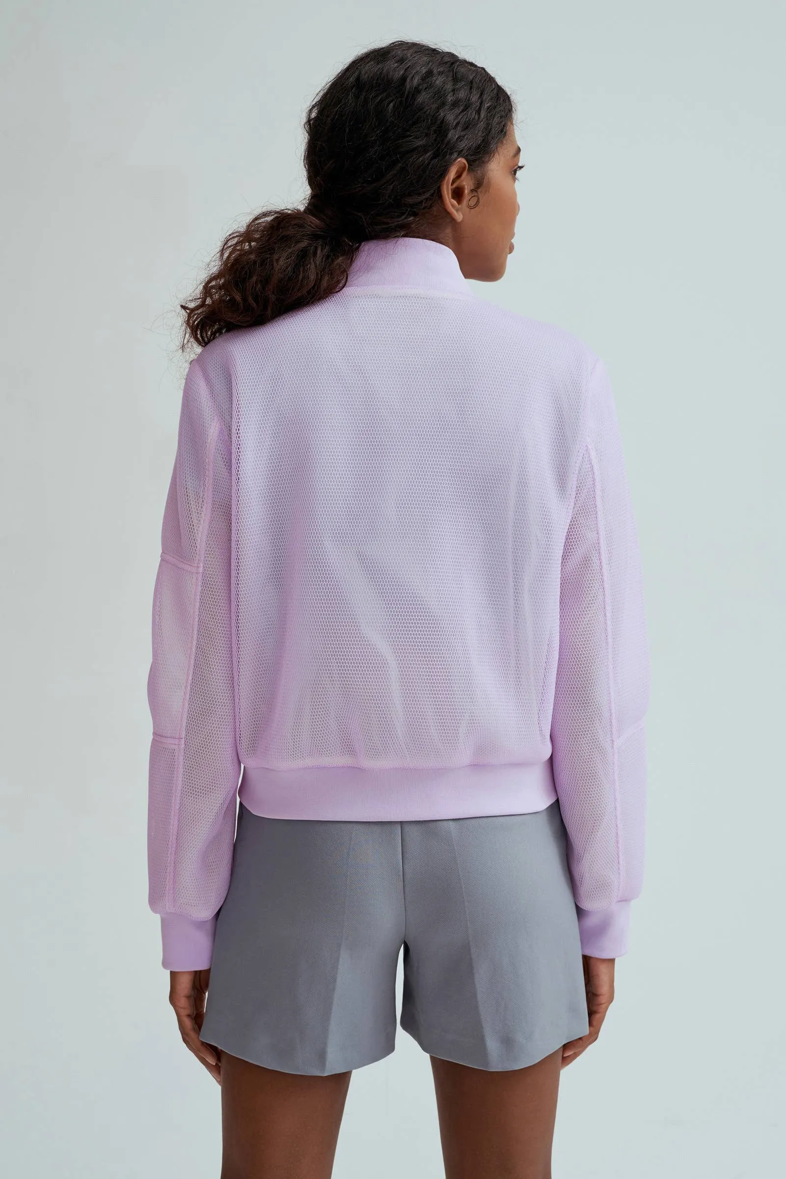 Noize Gianna Bomber Jacket - Lilac & Off White