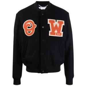 Off-White OW Patch Logo Black Varsity Jacket