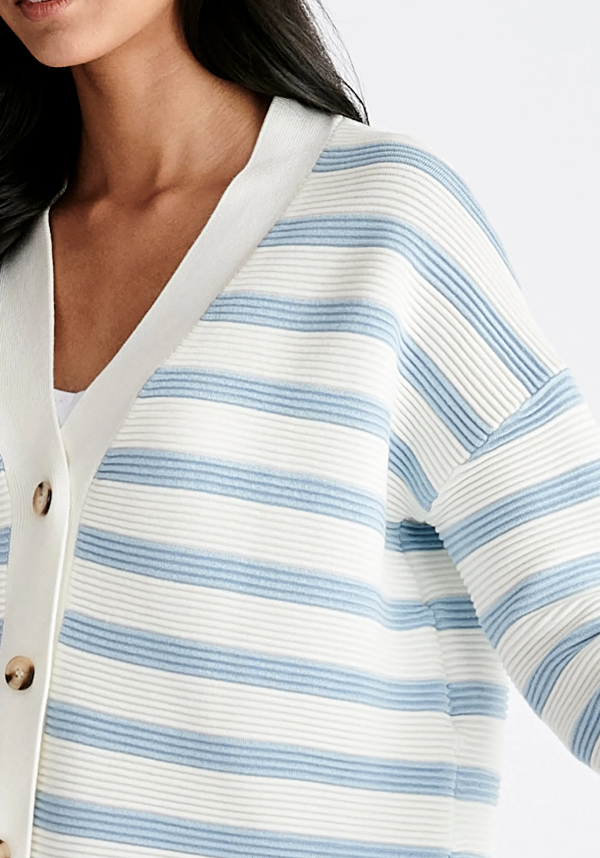 Paisie Striped Ribbed Cardigan