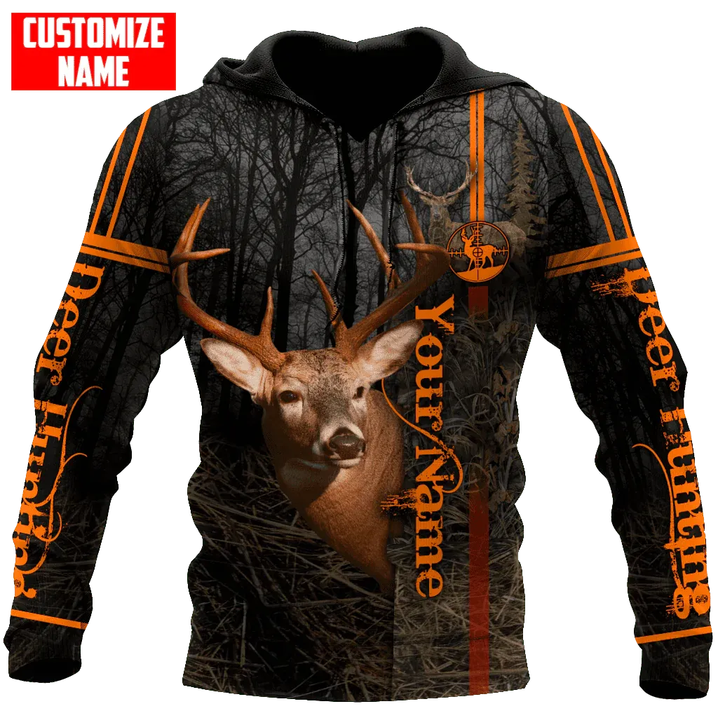 Personalized Name Deer Hunting Hoodie, 3D All Over Print Hoodie With Deer Hunting Hunter Hoodie