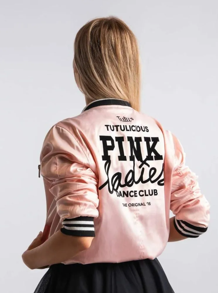 Pink Ladies Satin Bomber Jacket