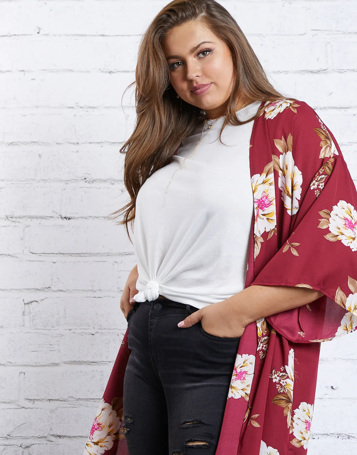 Plus Size Fall Beauty Floral Cardigan