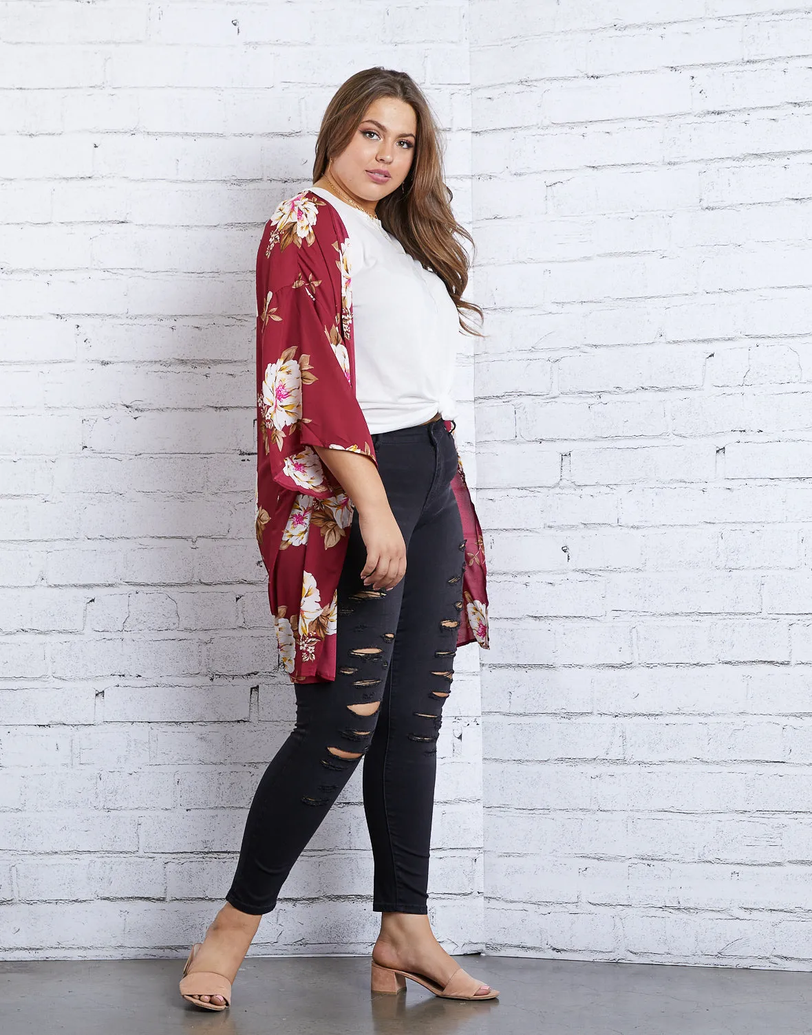 Plus Size Fall Beauty Floral Cardigan