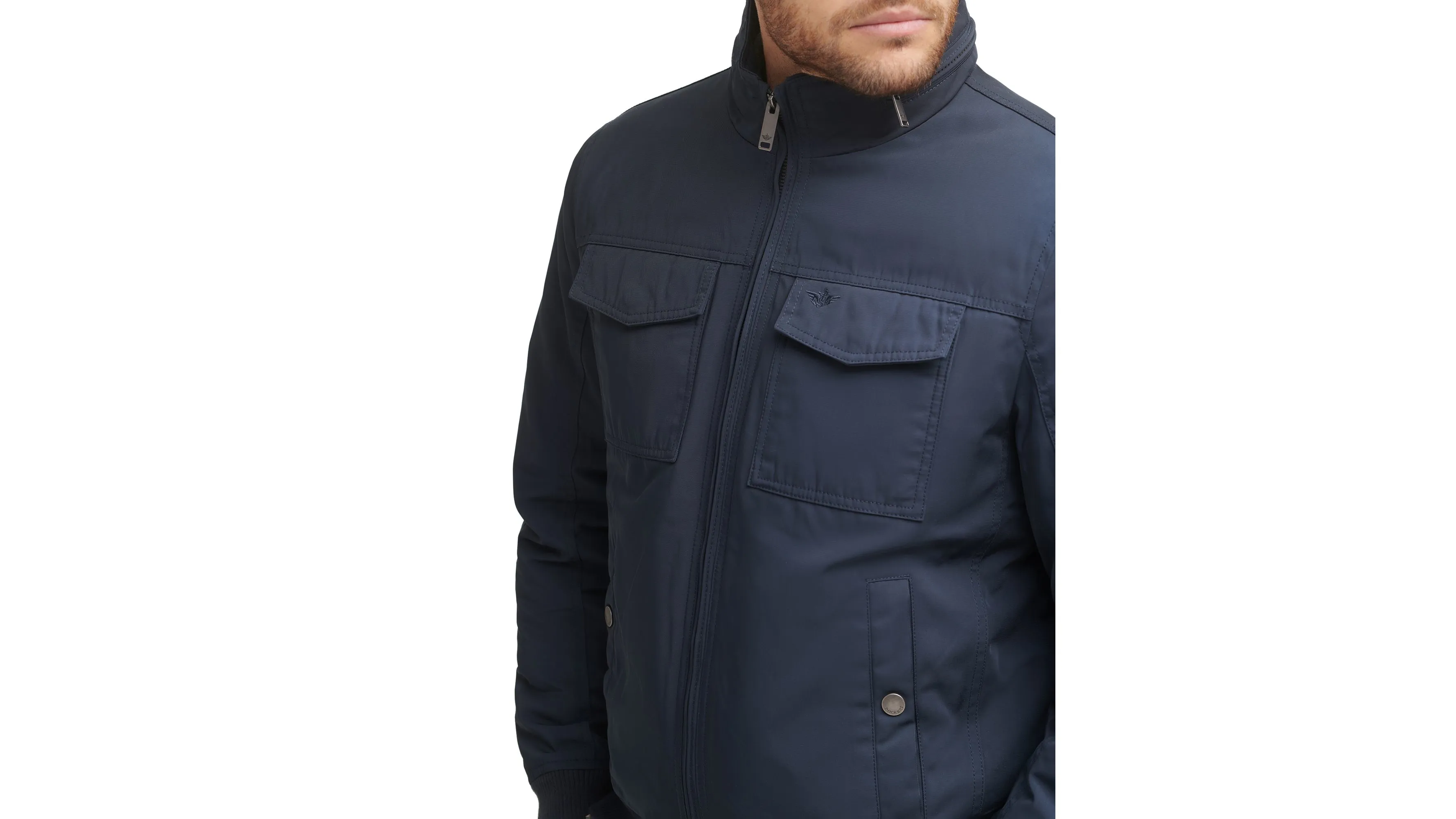 Polytwill 2-Pocket Military Bomber Jacket