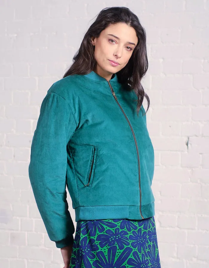 Pretty Vacant Velvet Bomber in Teal